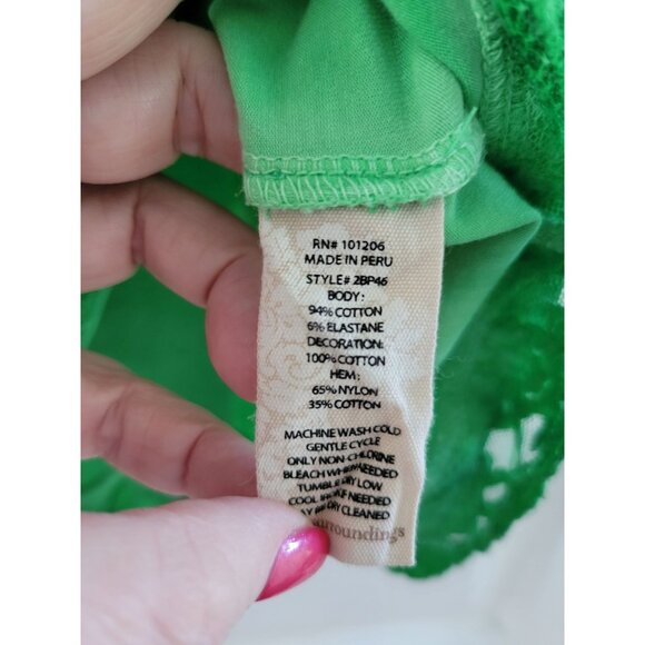 Soft Surroundings Green boho short sleeve Embroidered size Medium lagenlook - Picture 6 of 7